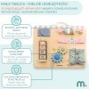 Drewniana tablica manipulacyjna Montessori dla dzieci – Rozwój Sprawności Manualnej – koła zębate, zapięcia, sznurowanie